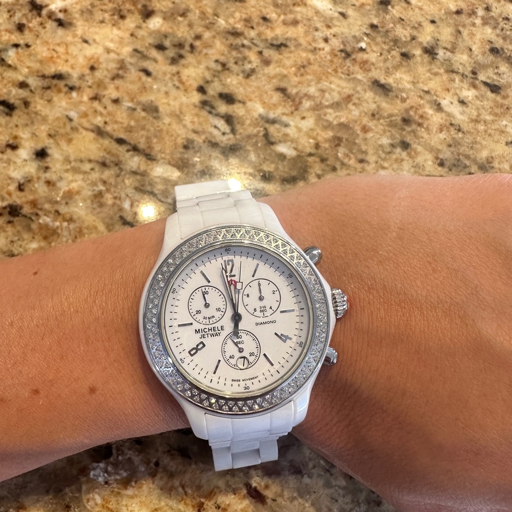 Michele White and Silver Smartwatch